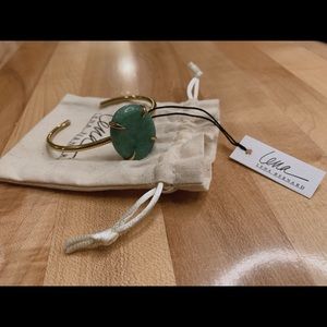 Lena Bernard - Green aventurine brass cuff